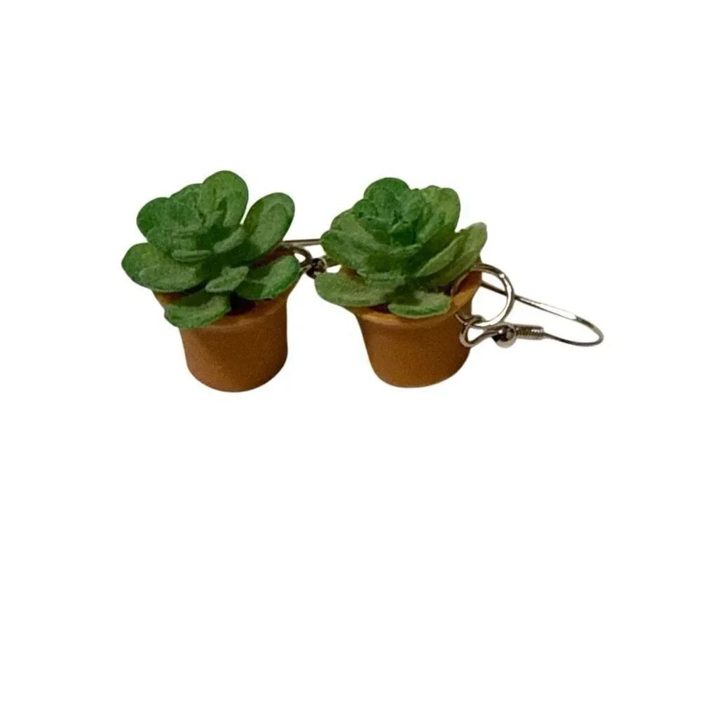Mini Potted Succulent Earrings